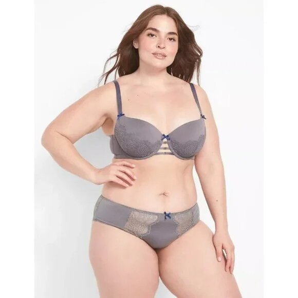 Lane Bryant Cacique Micro Lace Trim Boost Balconette Bra 34F - Picture 5 of 5